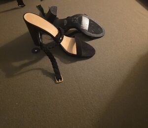 Forever 21 Black Braided Strap Heels